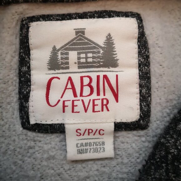 Cabin Fever Men's Size Small Fleece Lined Black & Grey Tweed Hoodie - Picture 3 of 6